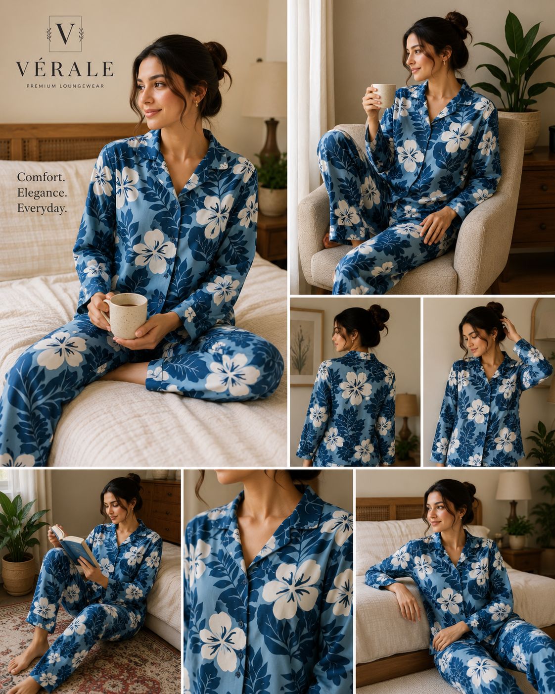 Vérale Blue Blossom Lounge Set