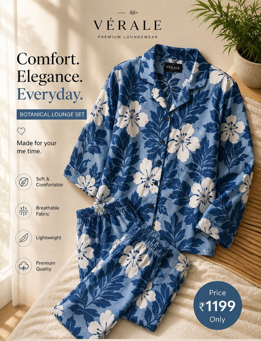 Vérale Blue Blossom Lounge Set