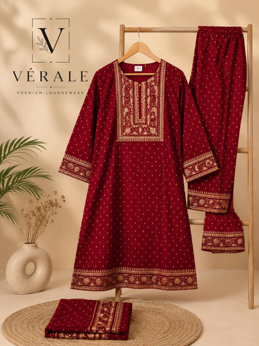 Vérale Royal Red Suit Set — Premium Ethnic Wear for Women